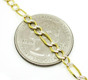 3.5MM 10K Yellow Gold Pave Figaro Link Chain, Chain, Jawa Jewelers, Jawa Jewelers