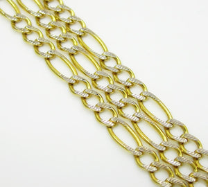 2.5MM 10K  Gold Hollow Pave Figaro Link Chain, Chain, Jawa Jewelers, Jawa Jewelers