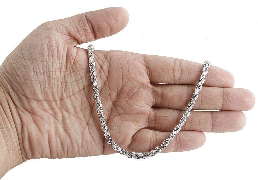 10K White Gold 5MM Rope Chain Necklace - Jawa Jewelers