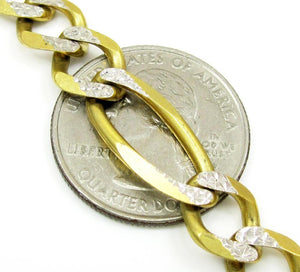 9.5MM 10K Yellow Gold Pave Figaro Link Chain, Chain, Jawa Jewelers, Jawa Jewelers