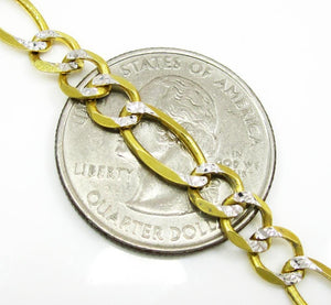 6.5MM 14K Yellow Gold Pave Figaro Link Chain, Chain, Jawa Jewelers, Jawa Jewelers