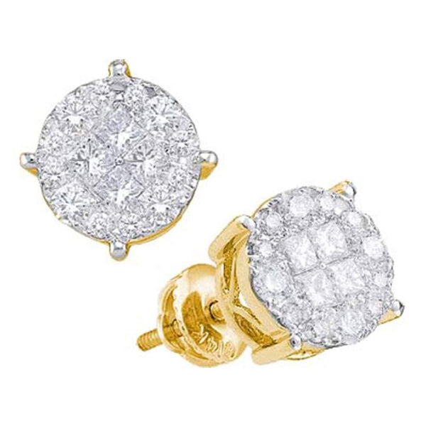 Yellow Gold Diamond Cluster Earrings