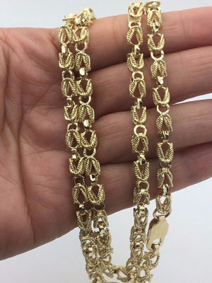 8MM Womens 10K Yellow Gold Turkish Style Link Chain Necklace 26