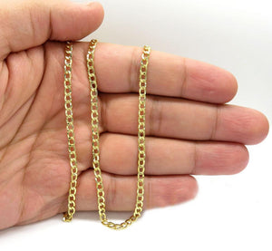 3MM 14K Yellow Gold Cuban Link Chain Necklace, Chain, Jawa Jewelers, Jawa Jewelers