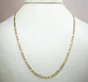 3.5MM 10K Yellow Gold Pave Figaro Link Chain, Chain, Jawa Jewelers, Jawa Jewelers