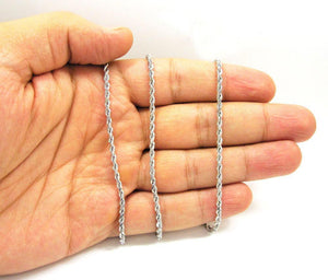 white gold rope chain on hand