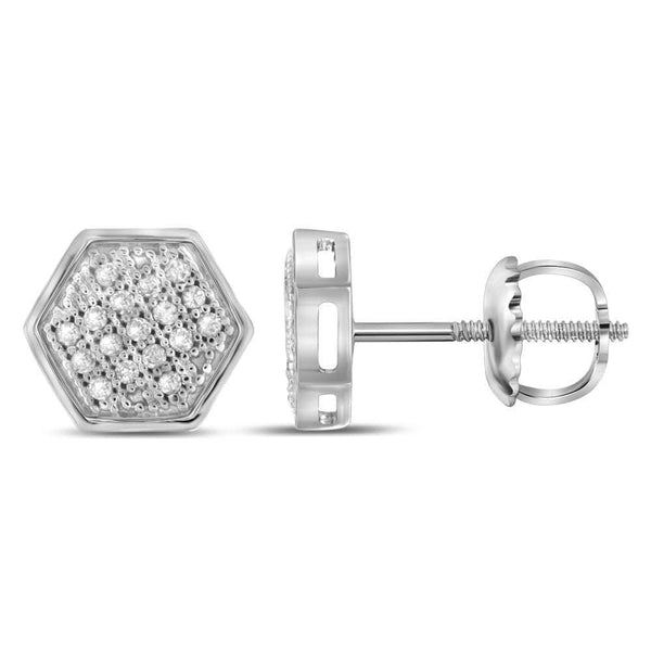 White Gold Diamond Hexagon Earrings