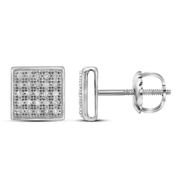 Square Diamond Cluster Earrings