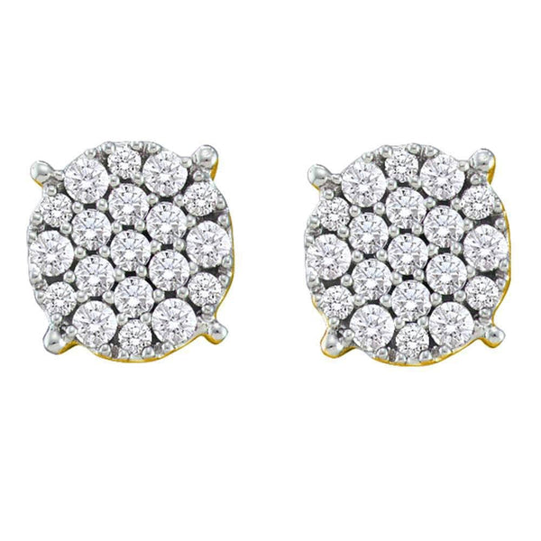 Yellow Gold Diamond Cluster Earrings