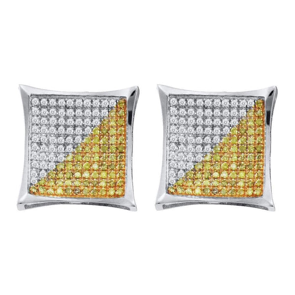 White Gold Yellow Diamond square Earrings