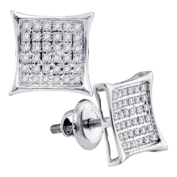 10kt White Gold Womens Round Diamond Square Cluster Earrings 1/4 Cttw