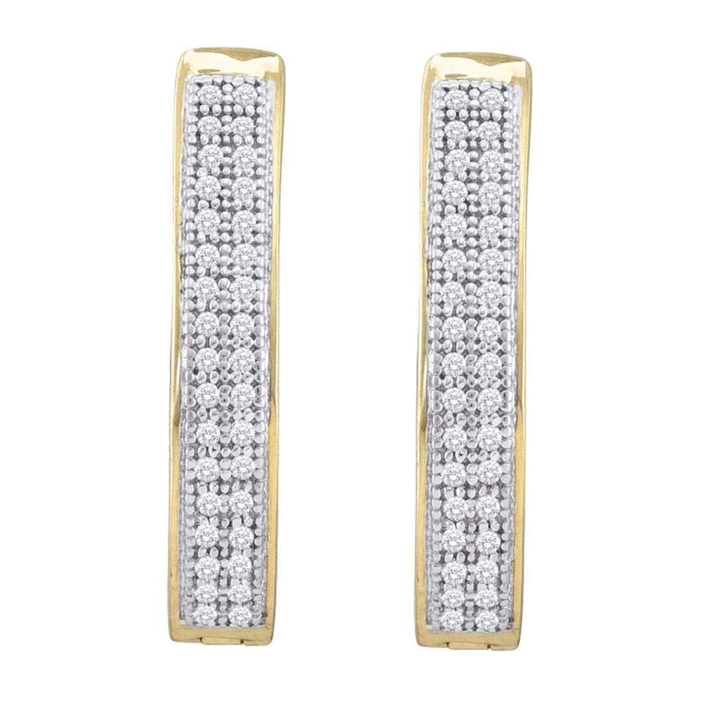 double row diamond hoop earrings