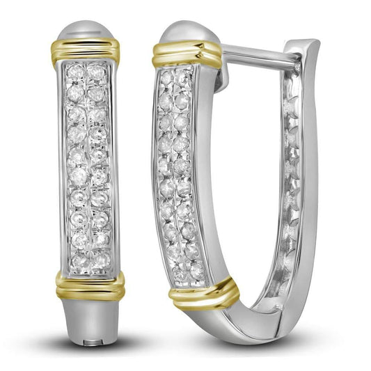 Two-tone Gold Diamond Hoop Earrings