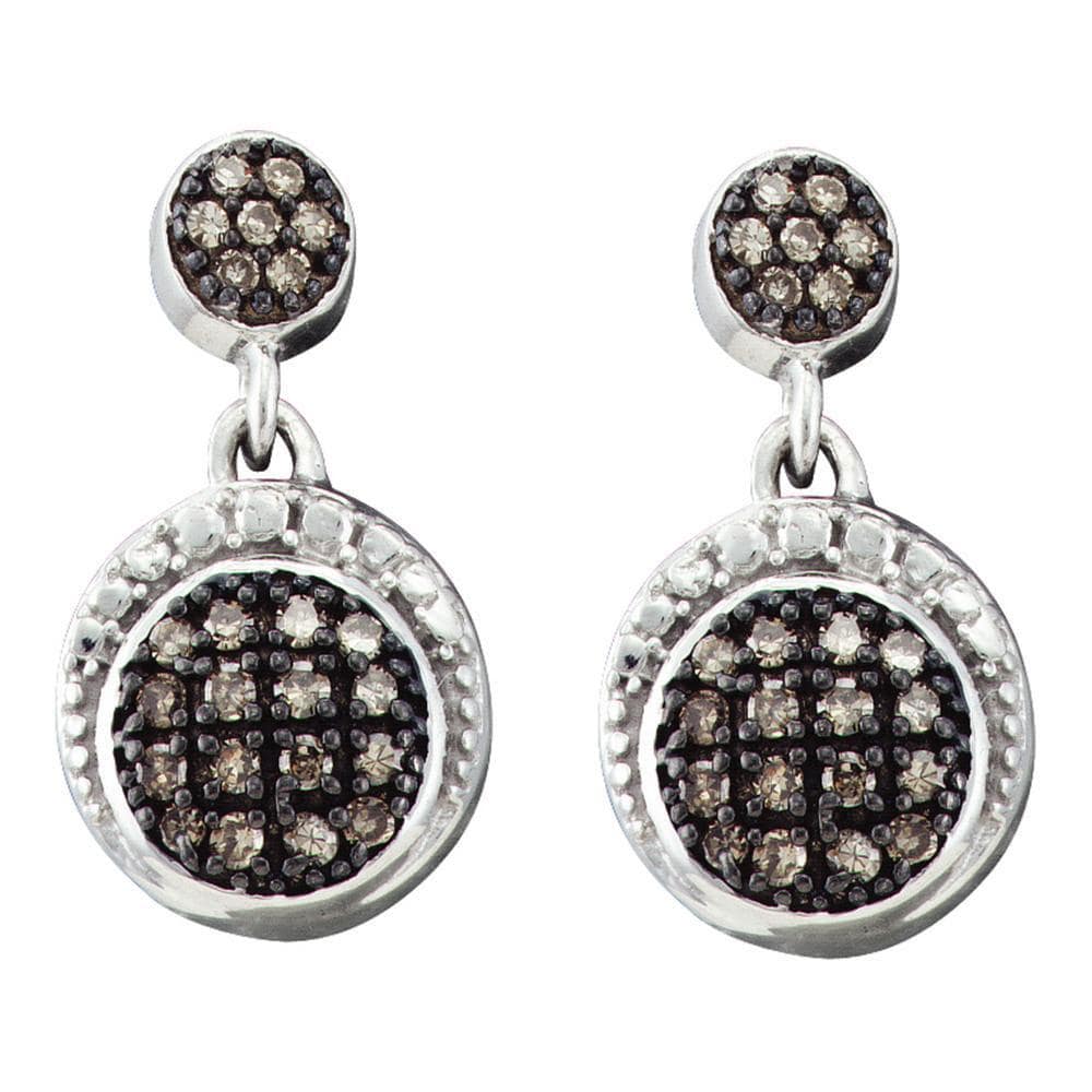 10kt White Gold Womens Round Diamond Dangle Screwback Earrings 1/4 Cttw