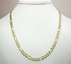 5.5MM 14K Yellow Gold Pave Figaro Link Chain, Chain, Jawa Jewelers, Jawa Jewelers