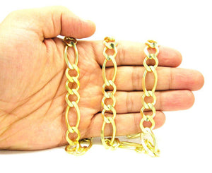 8MM 10K Yellow Gold Figaro Link Chain Necklace, Chain, Jawa Jewelers, Jawa Jewelers