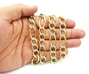 12MM 14K Yellow Gold Pave Figaro Link Chain, Chain, Jawa Jewelers, Jawa Jewelers