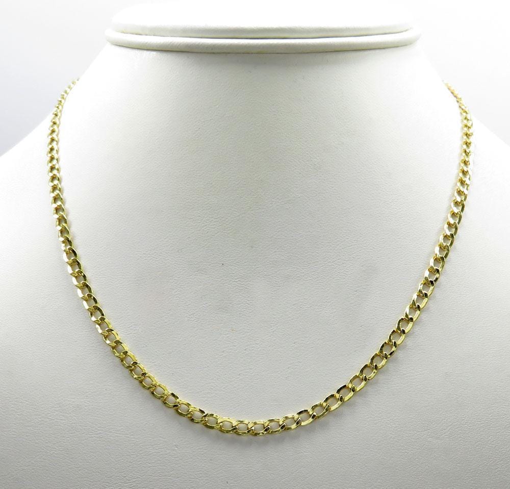 3MM 10K Yellow Gold Cuban Link Chain Necklace