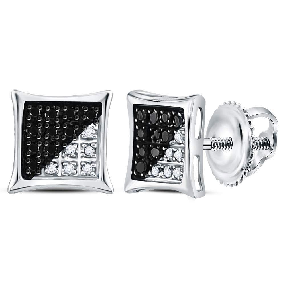 Sterling Silver Diamond Square Earrings