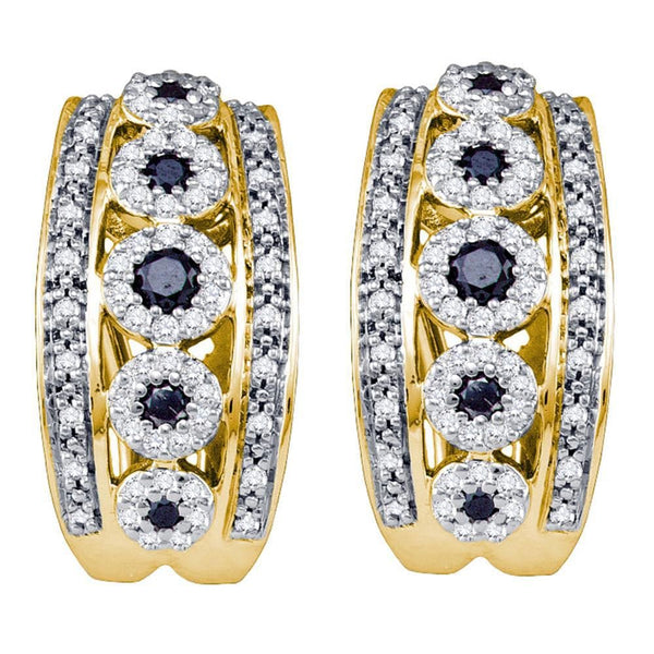 yellow Gold black Diamond Earrings