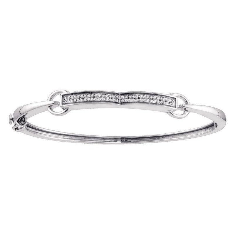 Sterling Silver Women Round Diamond Single Row Bangle Bracelet – Jawa ...