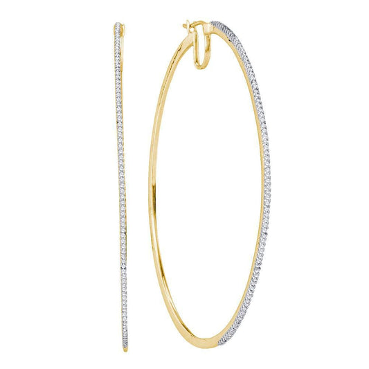 10kt Yellow Gold Womens Diamond Large Hoop Earrings 3/4 Cttw