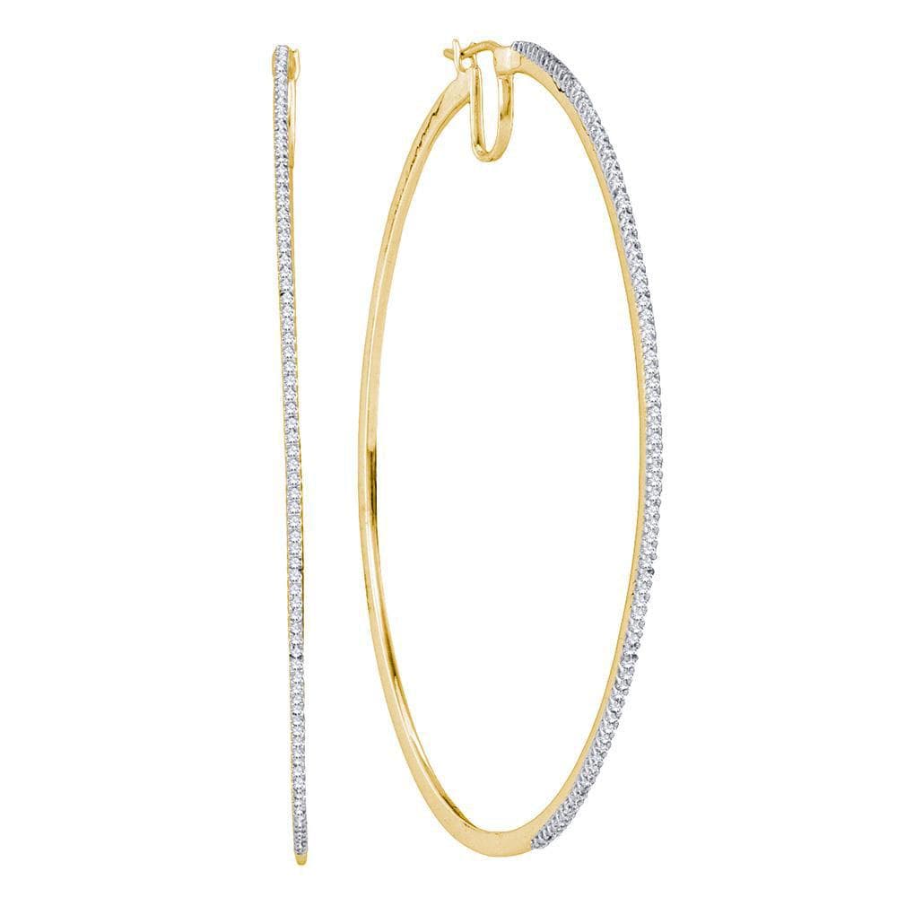 10kt Yellow Gold Womens Diamond Large Hoop Earrings 1/2 Cttw