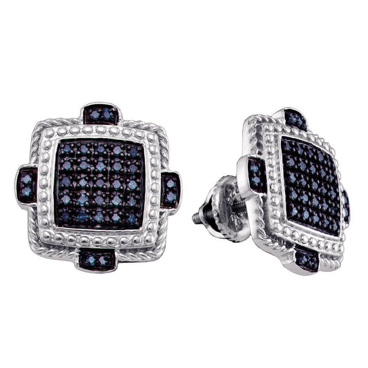 Sterling Silver Square Diamond Earrings