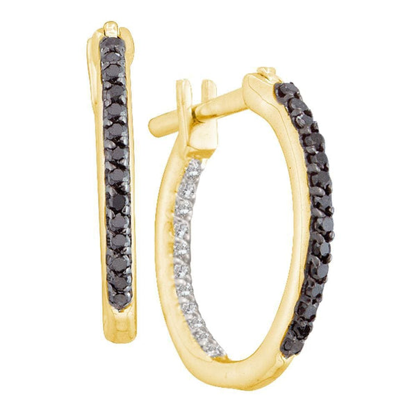 yellow Gold black Diamond Earrings