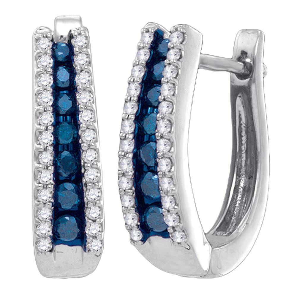 Blue Diamond Hoop Earrings