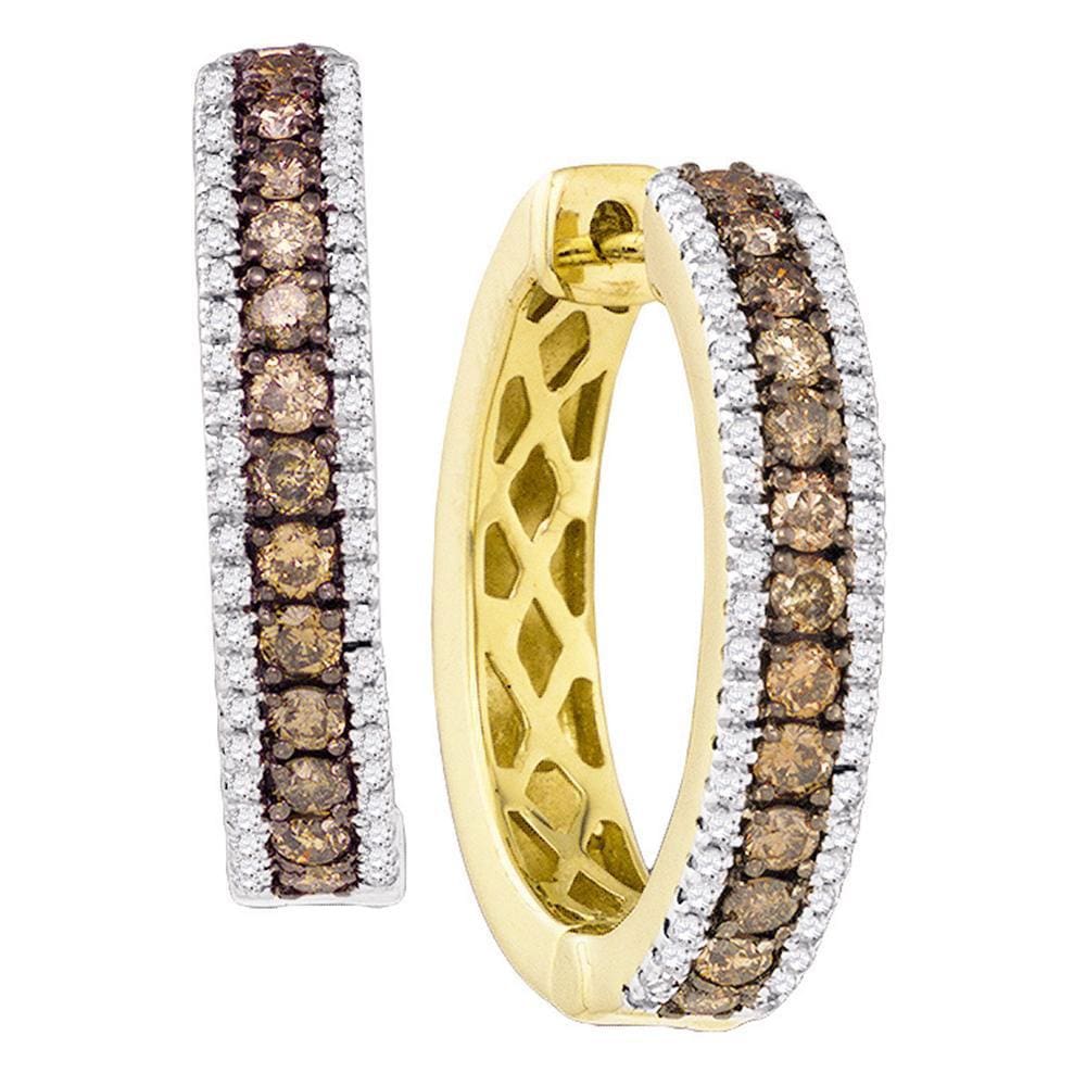 14k Yellow Gold Diamond Hoop Earrings