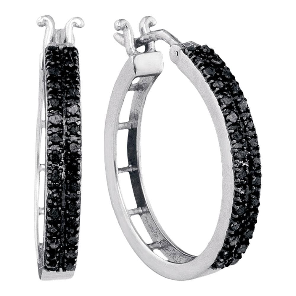 black diamond hoop earrings