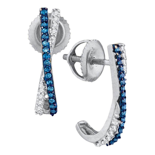 Blue  Diamond  J Hoop Earrings