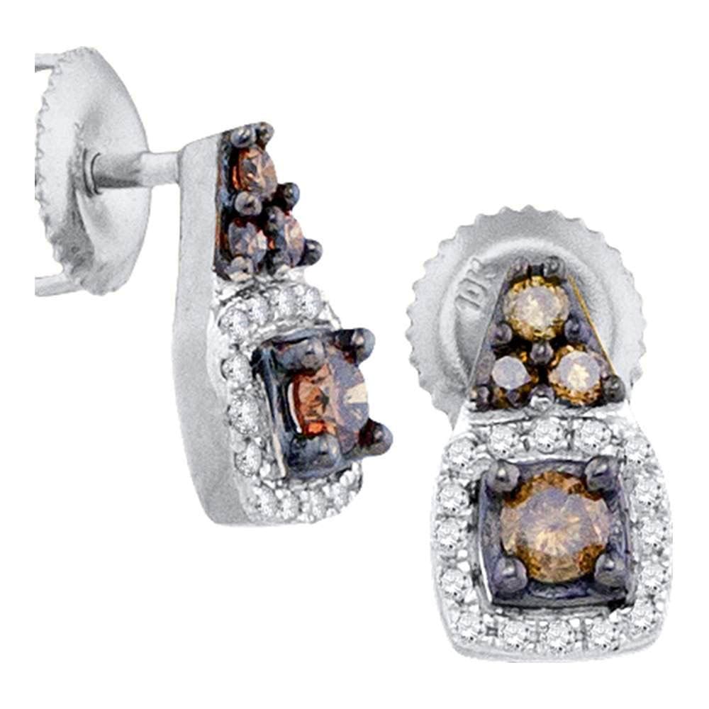 brown Diamond Solitaire Earrings