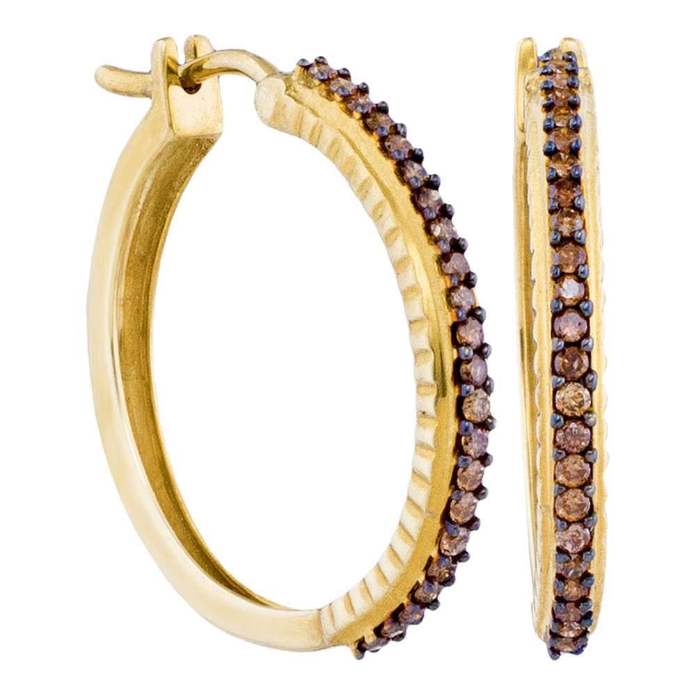 cognac diamond hoop earrings