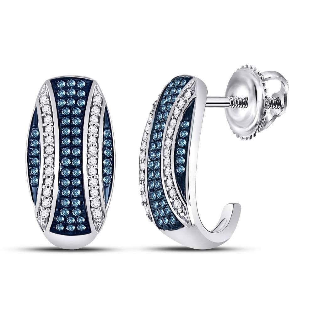 Blue  Diamond  J Hoop Earrings