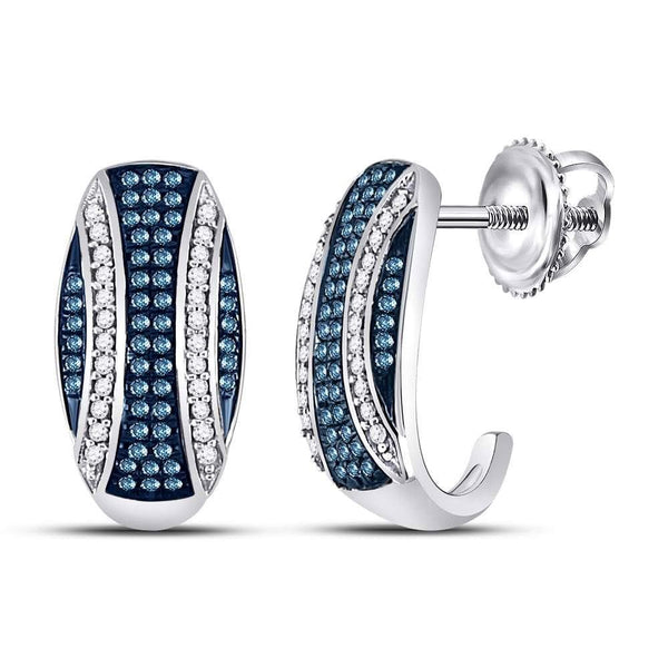 Blue  Diamond  J Hoop Earrings