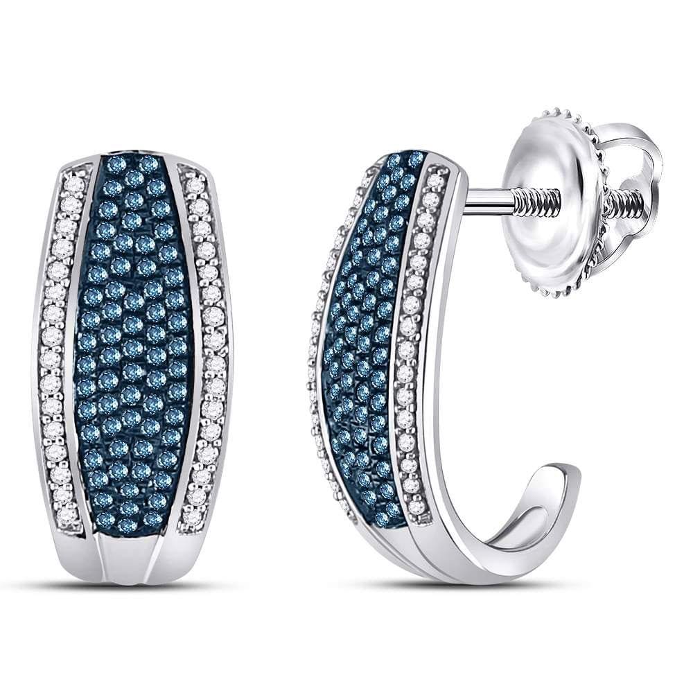 Blue  Diamond  J Hoop Earrings