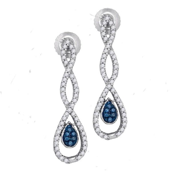 blue diamond drop earrings