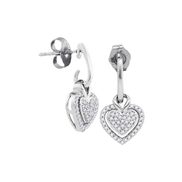 10kt White Gold Womens Round Diamond Dangle Earrings 1/5 Cttw