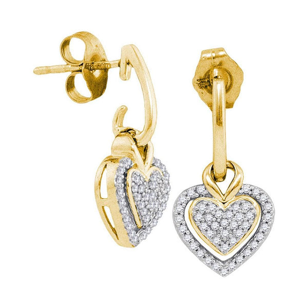 gold heart dangle earrings