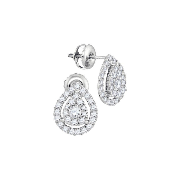 14kt White Gold Womens Round Diamond Teardrop Stud Earrings 3/4 Cttw