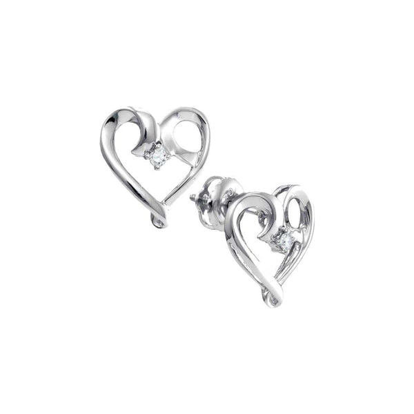 Diamond Heart Stud Earrings