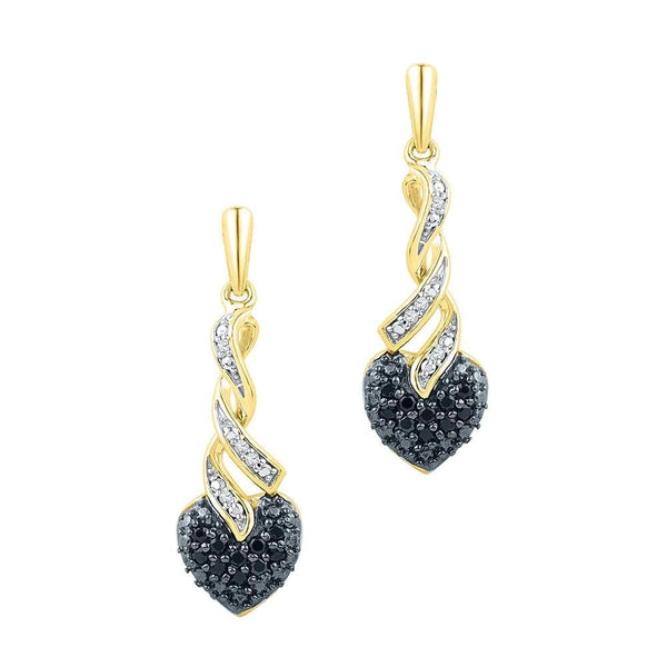 Black Diamond Heart Earrings