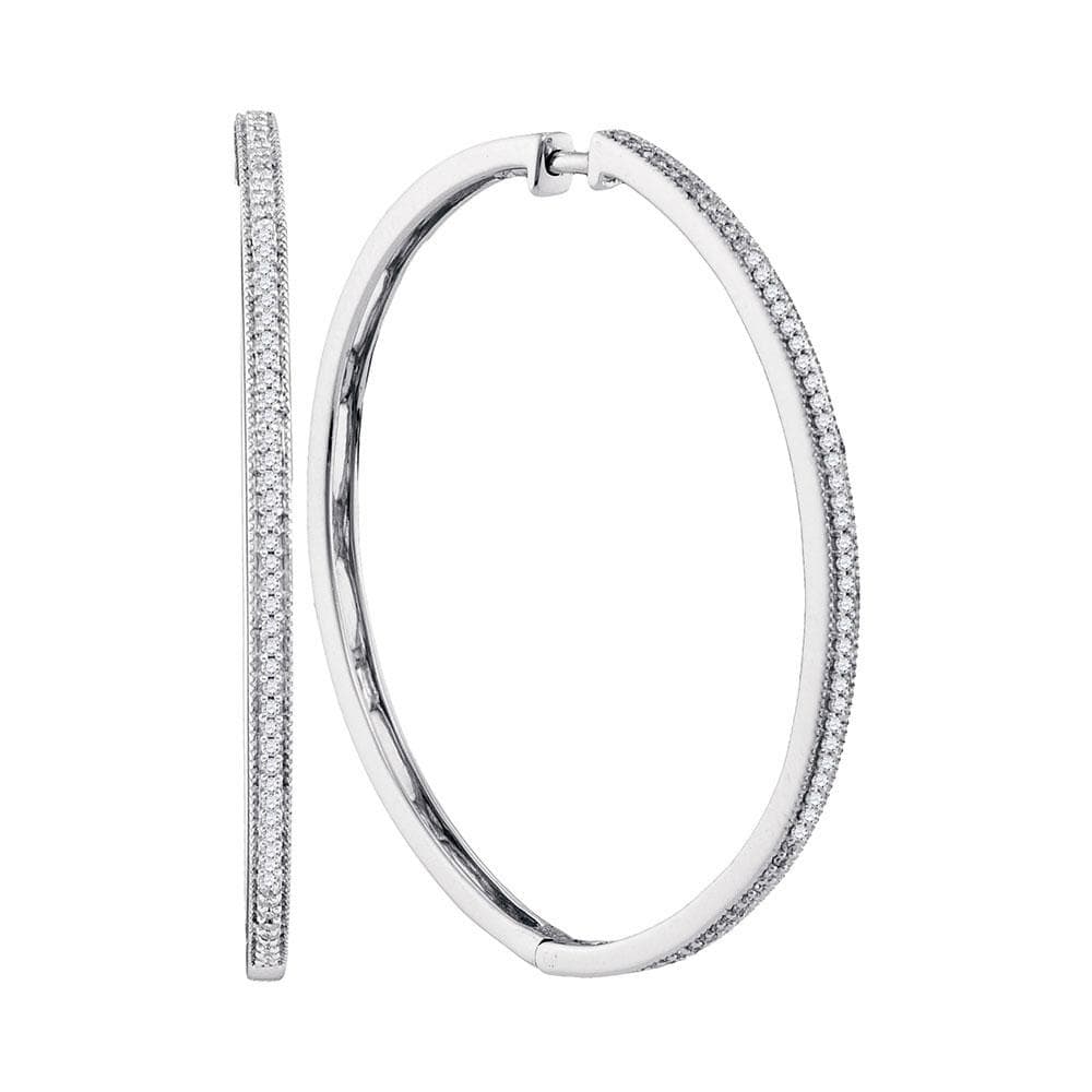 Diamond slender milgrain Hoop Earrings