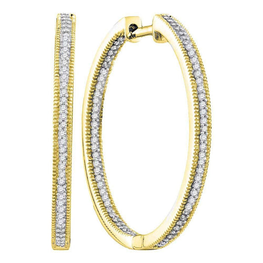 inside outside diamond hoop earrings