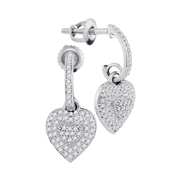 Diamond Heart Dangle Earrings