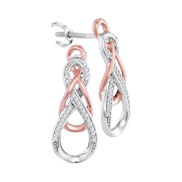 2 tone Diamond Linked Infinity Earrings