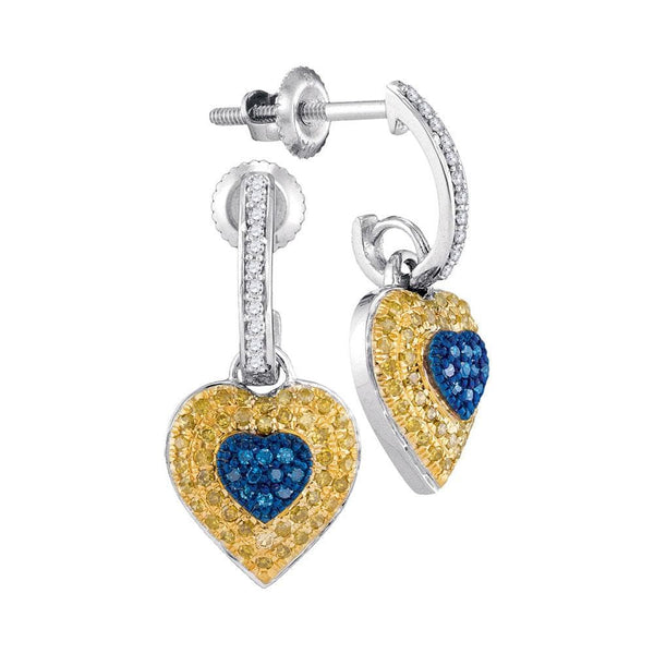 Diamond Heart Dangle Earrings