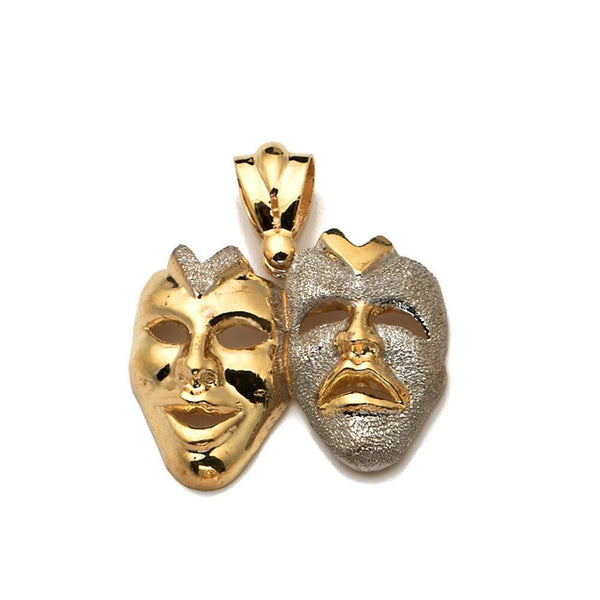 gold double mask pendant